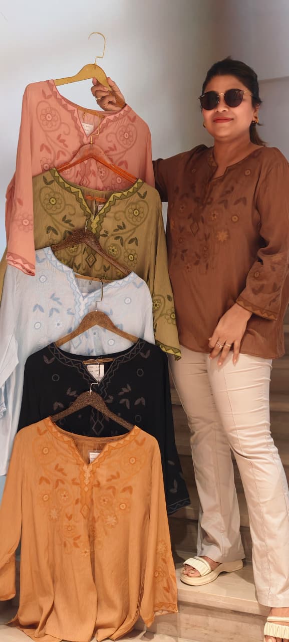 Imported Cotton Light Weight Embroidered Comfort Fit Western Top