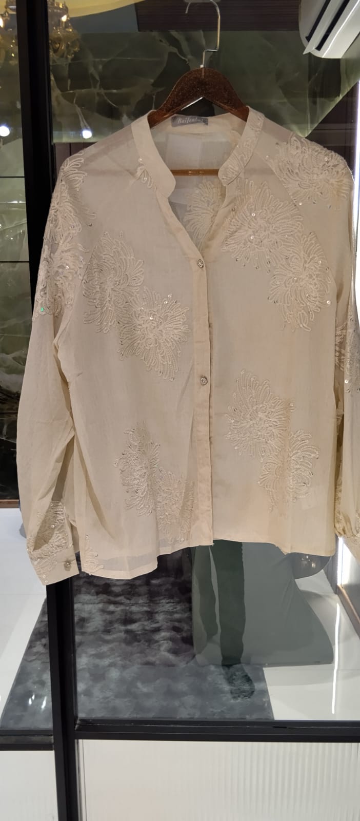 Premium Floral Sequined Mandarin-Collar Imported Georgette Western Tunic- 15059