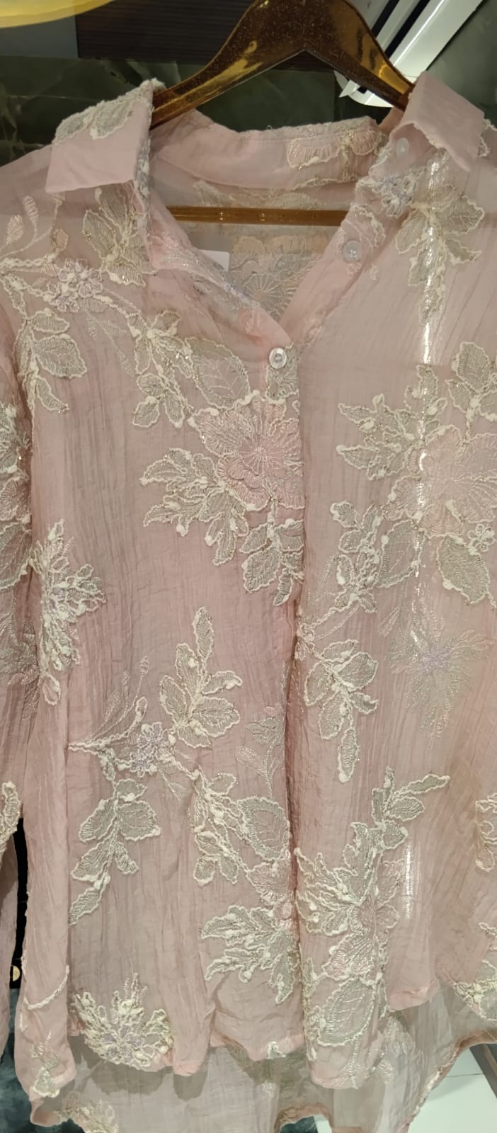 Structured Fine Thread-Work Embroidered Imported Westren Top- 15069