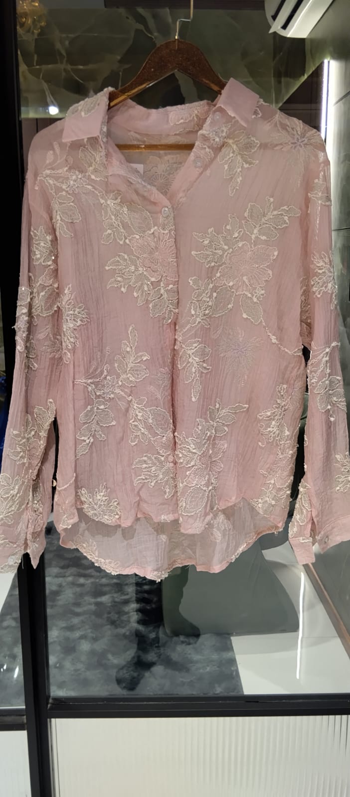 Structured Fine Thread-Work Embroidered Imported Westren Top- 15069