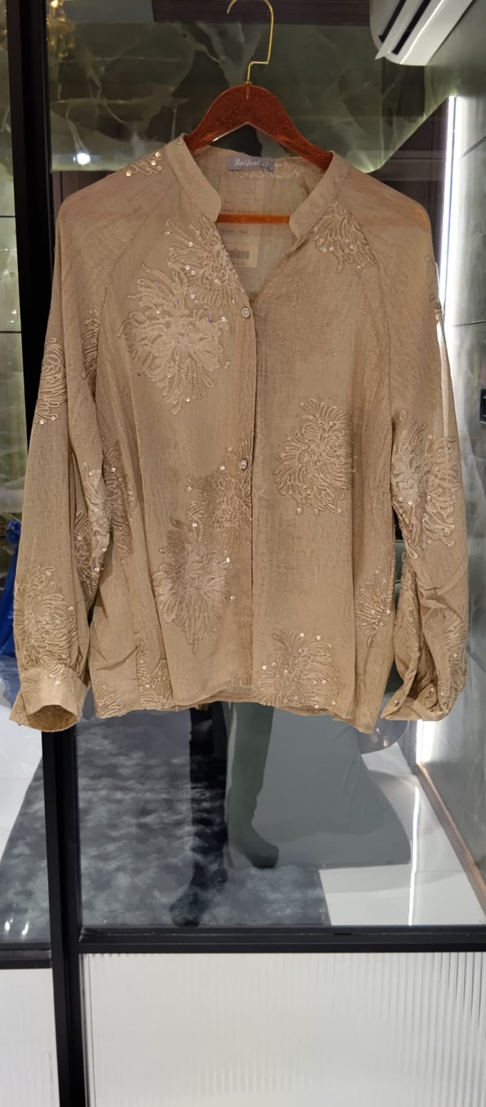 Premium Floral Sequined Mandarin-Collar Imported Georgette Western Tunic- 15059
