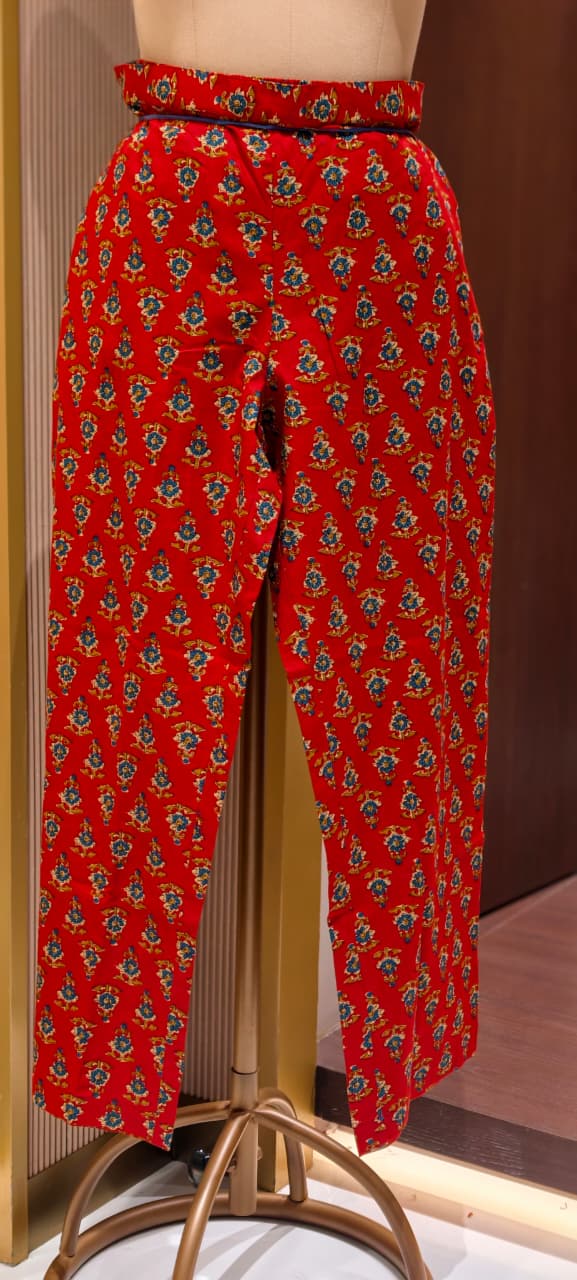 Royal Classic Mughal Floral Block Printed A-Line Cotton Full Suit Set With Dupatta