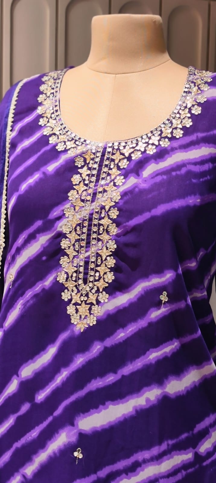 Gotta Touch Traditional Leheriya Pure Soft Georgette Full Suit Set With Dupatta- 15165