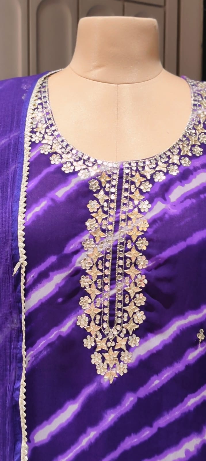 Gotta Touch Traditional Leheriya Pure Soft Georgette Full Suit Set With Dupatta- 15165