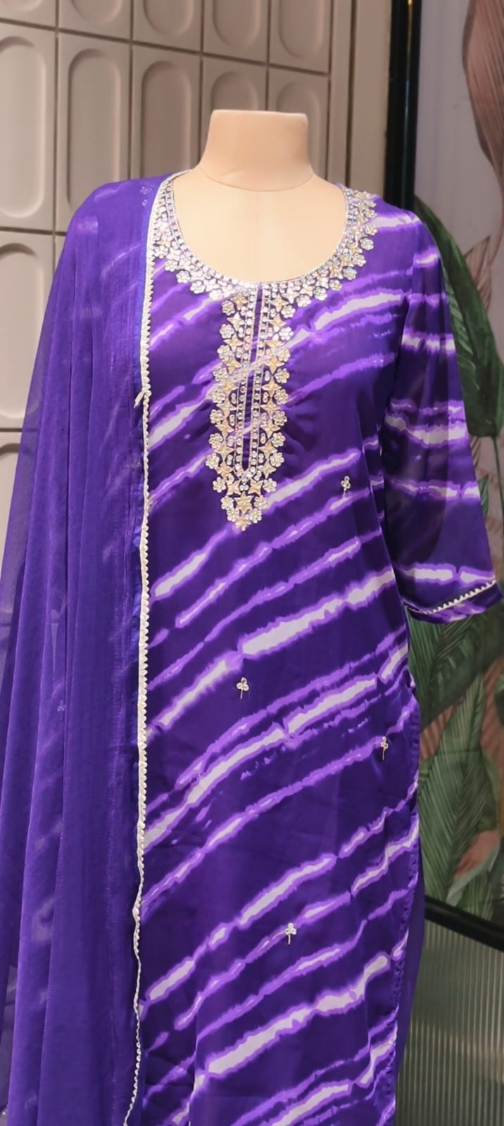 Gotta Touch Traditional Leheriya Pure Soft Georgette Full Suit Set With Dupatta- 15165