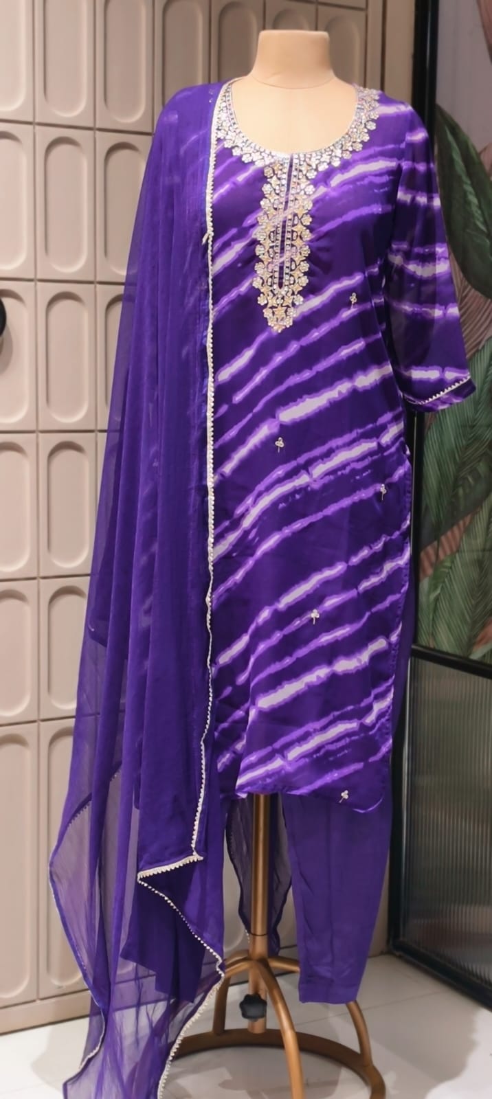 Gotta Touch Traditional Leheriya Pure Soft Georgette Full Suit Set With Dupatta- 15165