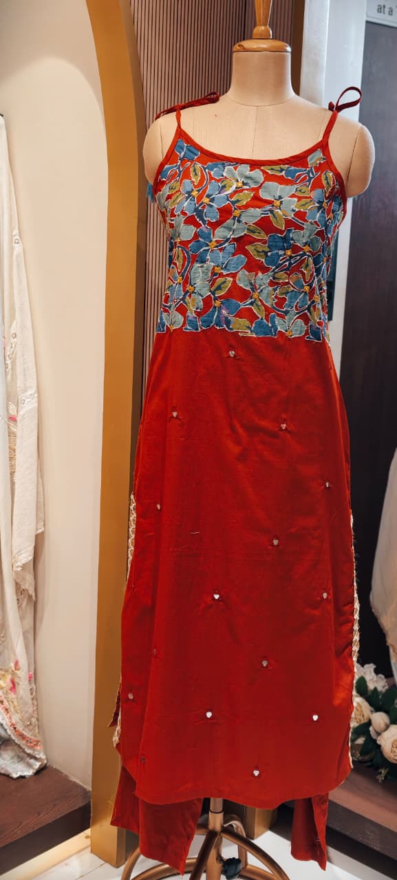 Noodle Strap Summer Style Petal Printed Casual Wear Cotton Kurta Pant Set- 15123
