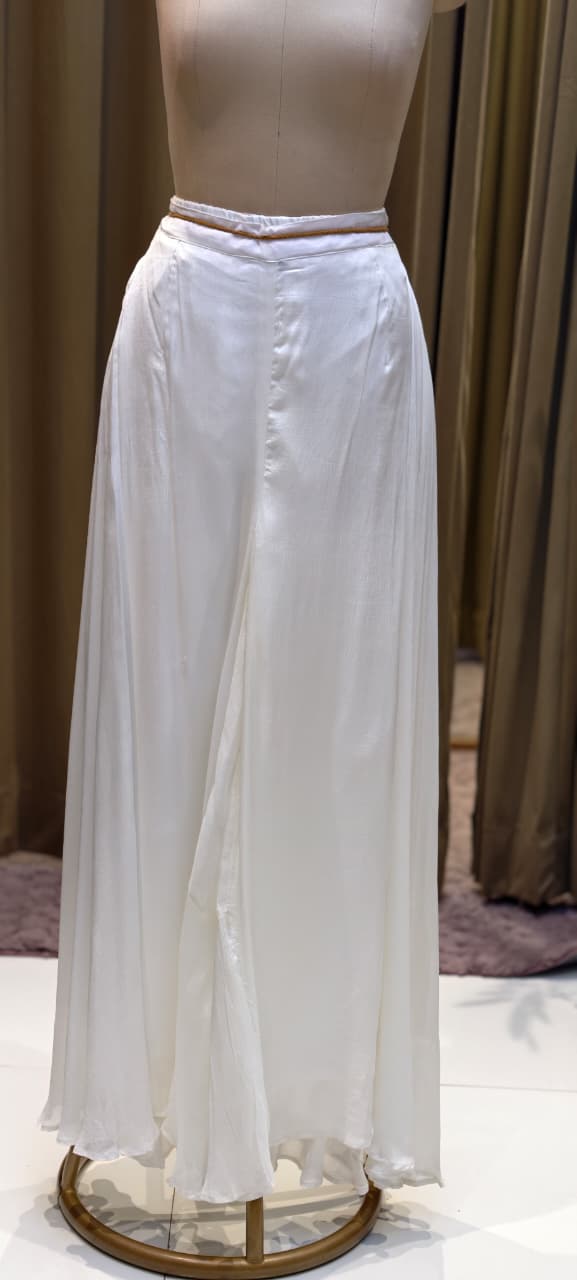 Elegant Tasseled Designer Hand Embroidered Buster With Crop Jacket & Flare Bottom Indo Wear- 12693