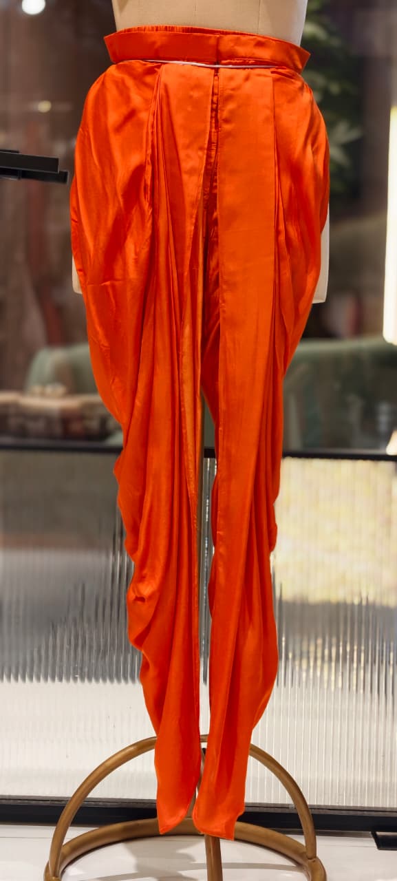 Striped Zardosi Yoke Full Suit Set with Draped Tulip Pants and Embellished Dupatta- 15306