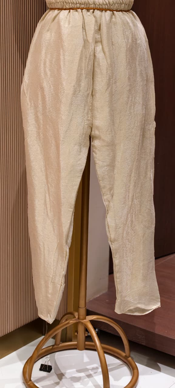 Ivory & Gold Elegant Embroidered Tissue Full Suit Set With Dupatta- 15305