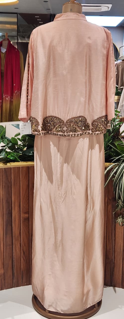 Mango-Buti Fine Sequin Detailing Russian Silk Outer With Buster & Modal Satin Harem Bottom- 15011