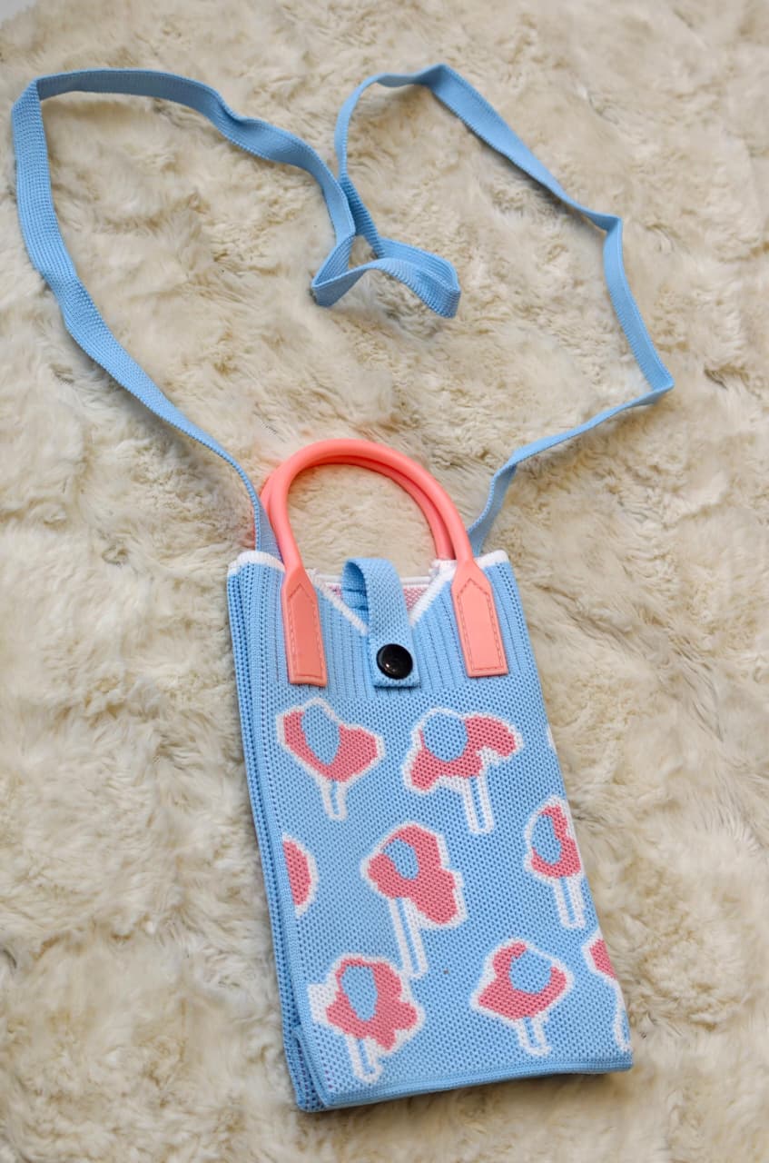 Elegant Soft Knitted Mobile Phone Sling Bag for Women & Girls, Cute Daisy Pattern Crossbody