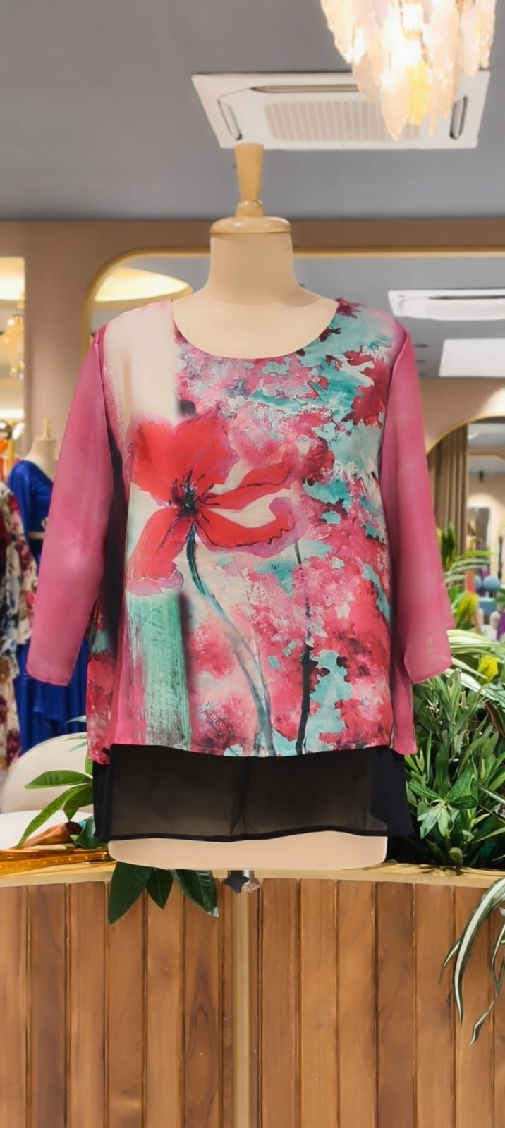 Beautiful Digital Floral Prints Premium Satin Flared Tops- 15460
