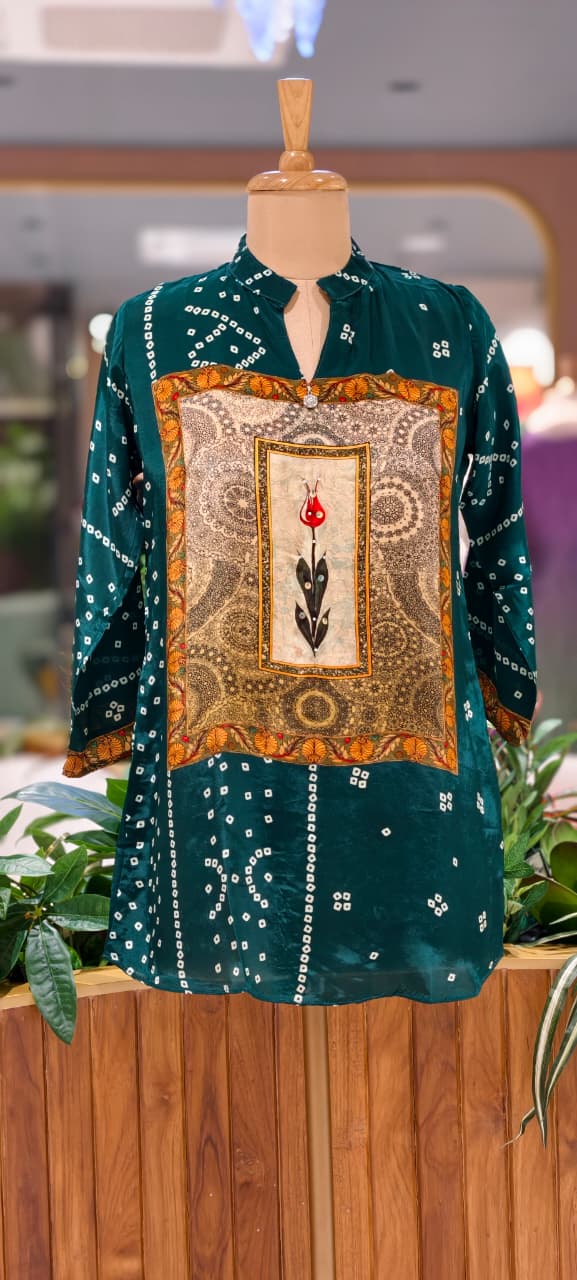 Bandhej Box Candalian Print Casual Wear Crepe Shirts- 15434