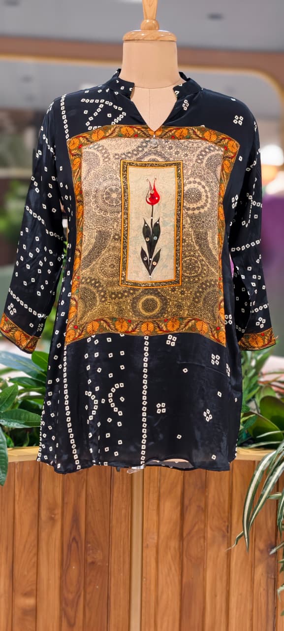 Bandhej Box Candalian Print Casual Wear Crepe Shirts- 15434