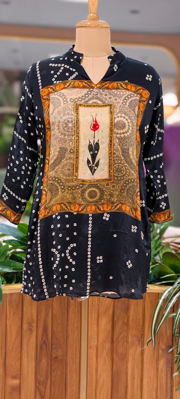 Bandhej Box Candalian Print Casual Wear Crepe Shirts- 15434