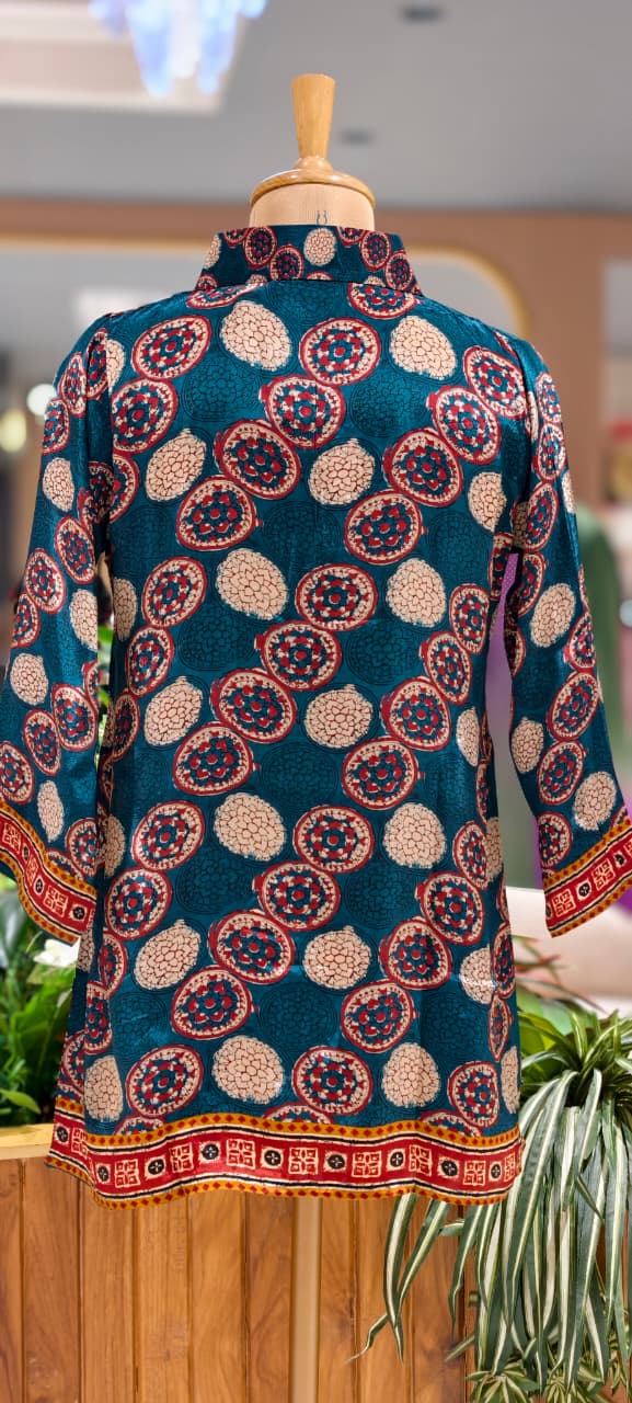 Vibrant Over Printed Multicolor Casual Wear Crepe Shirt- 15434