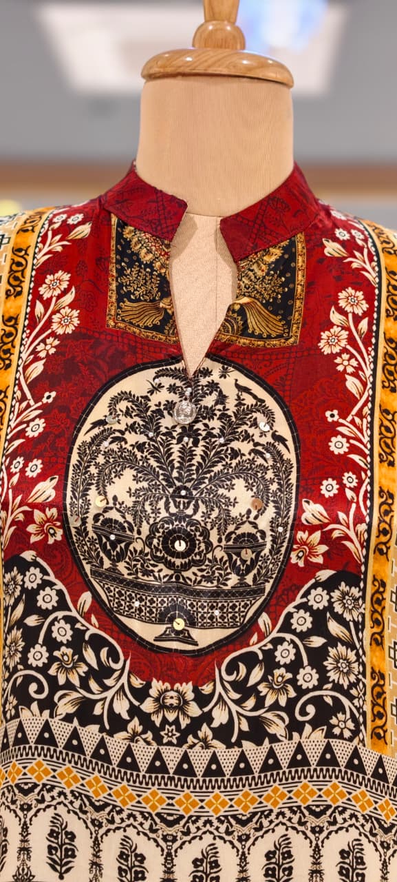Vibrant Over Printed Multicolor Casual Wear Crepe Shirt- 15434
