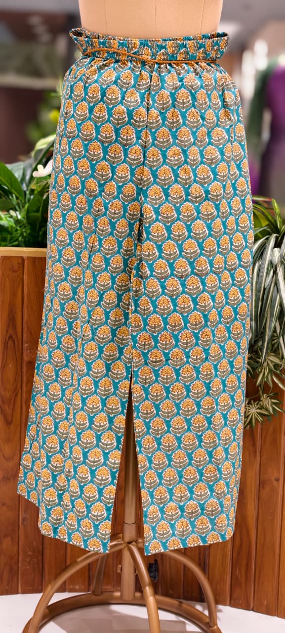 Noodle Strap Summer Style Embroidered Cotton Solid Full Suit Set With Printed Bottom- 15494