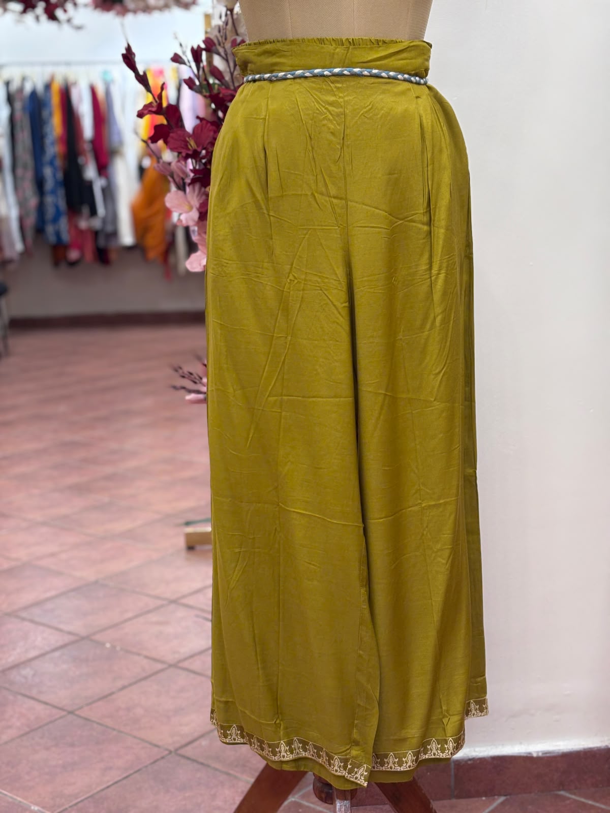 Stylish Lawn Print A-Line Flared Russian Silk Full Suit Set With Dupatta