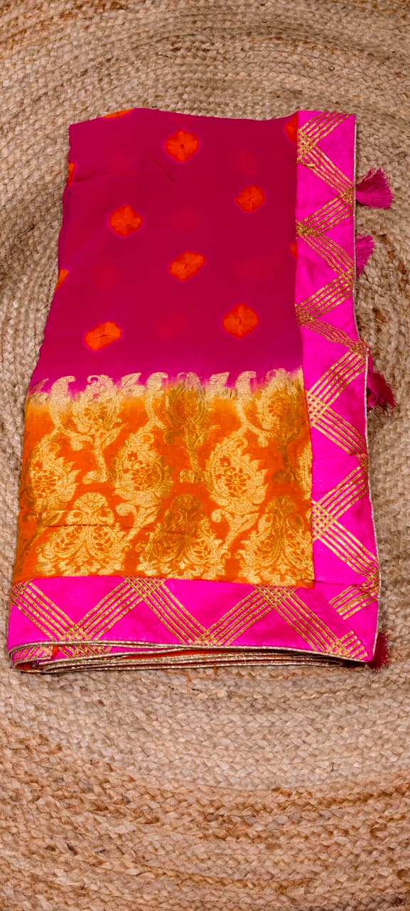 Banarasi Touch With Gotta Patti Work Vibrant Saree With Unstitched Blouse- 15660