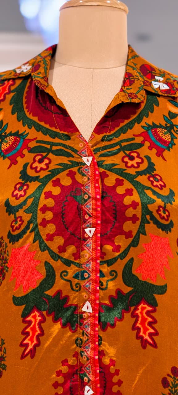 Colorful Multi Floral Prints Flowy Crepe Casual Wear Shirt- 15643