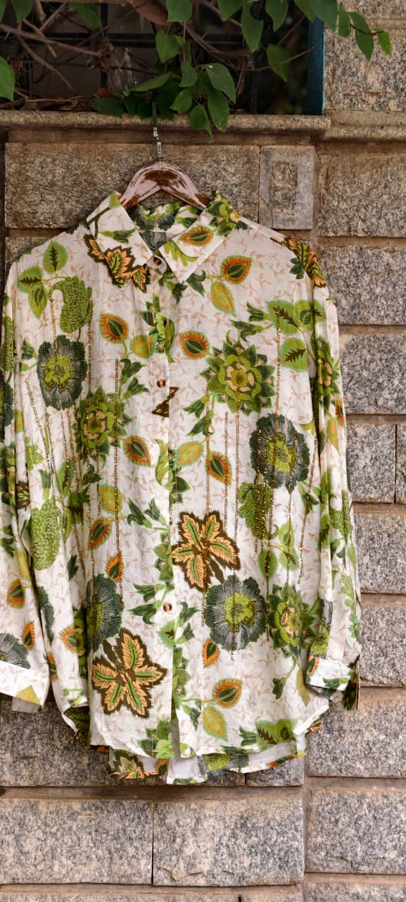 Premium Western Muslin Designer Shirt with Hand Stone Work