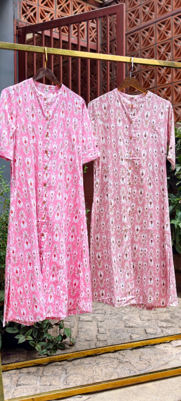 Printed Floral Manderian collar Aline Only Kurti With Pockets 15697