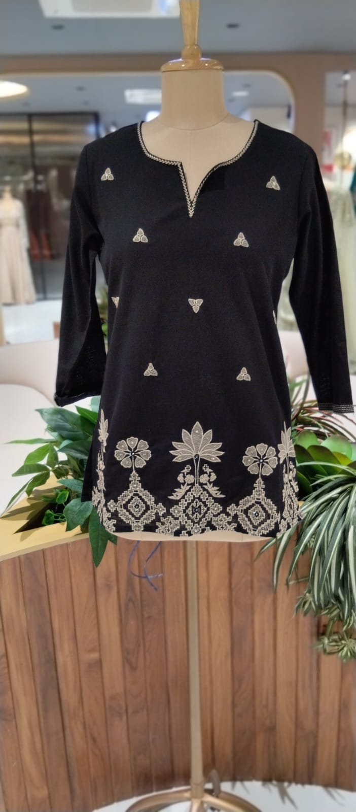 Urban Gypsy Loom Thread Embroidered Cotton Short Kurti Only- 15722