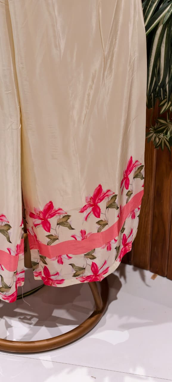 Beautiful Elegant Digital Floral Printed Flowy Pure Crepe Co-Ord Set- 15556