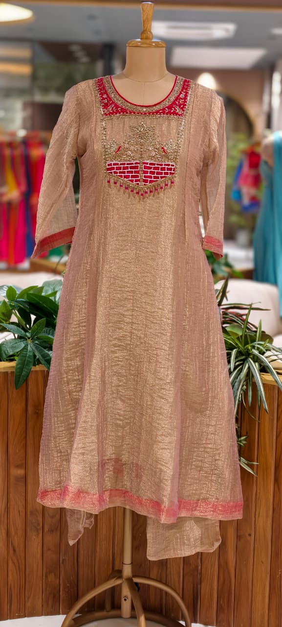 Graceful Pastel Ethnic Kurta with Statement Embroidered Neckline Salsa A-Line Full Suit Set With Dupatta- 15765