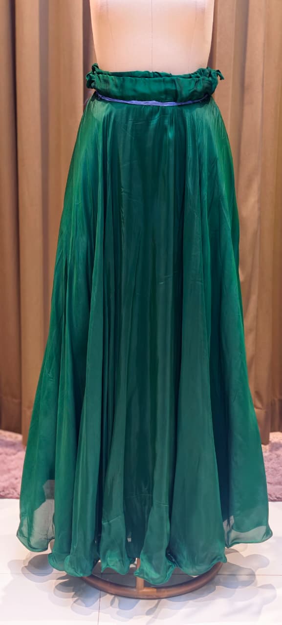 Bandhej Highlights Elegant Gotta Detailing Crepe Full Suit Set With Flared Skirt Bottom & Dupatta- 15852