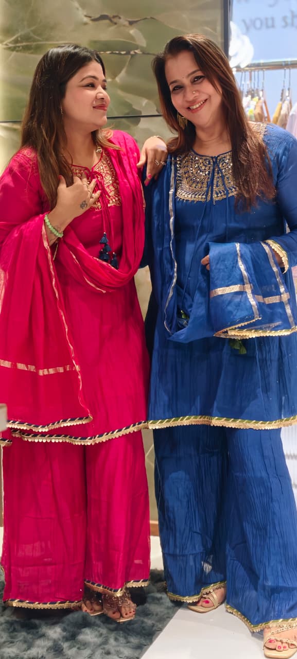 Heavy Embroidered Yoke With Tassel Accent Pure Mul-Chanderi A-Line Full Suit Set With Dupatta- 15802