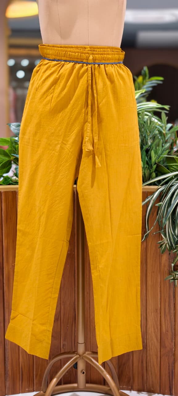 Pin-Tucks Style Pocket Look Mustard Shaded Cotton Straight Full Suit Set With Dupatta- 15214