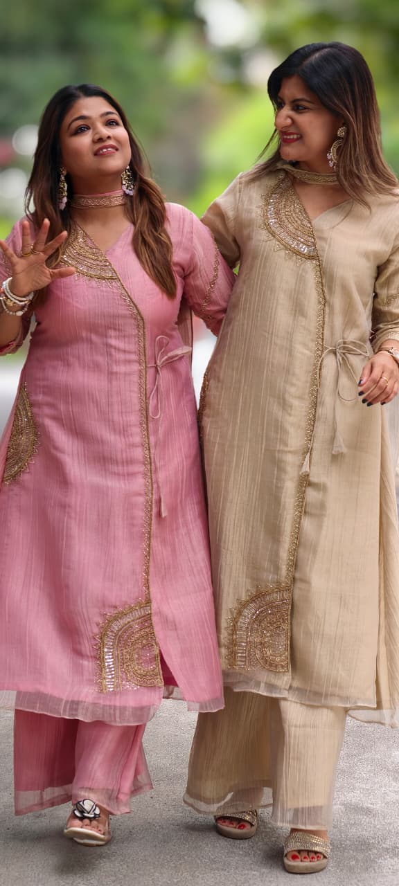 Elegant Cut-Dana With Sequin Half Rounded Embroidery Angrakha Style Salsa Fabric A-Line Full Suit Set With Dupatta- 15973