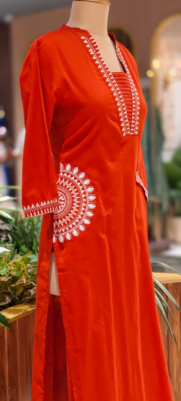 Pure Cotton Traditional Embroidered Straight Full Suit Set with Matching Dupatta-15876