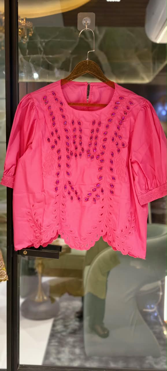 Zaria Handwork Inspired Embroidered Cotton Top-15039