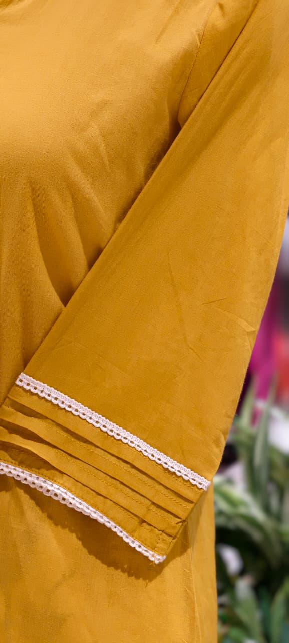Cotton Full Suit Set With Solid Shade Short Kurta & Beautiful Floral Printed Bottom & Dupatta- 15831
