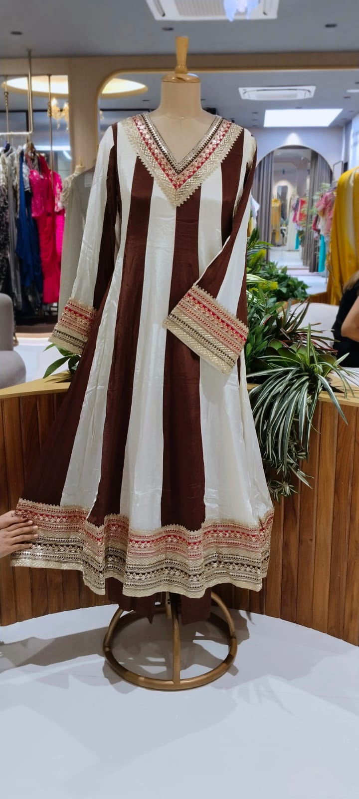 Highly Flared Panel Dual Tone Anarkali With Vibrant Zardosi Embroidery Work- 16127