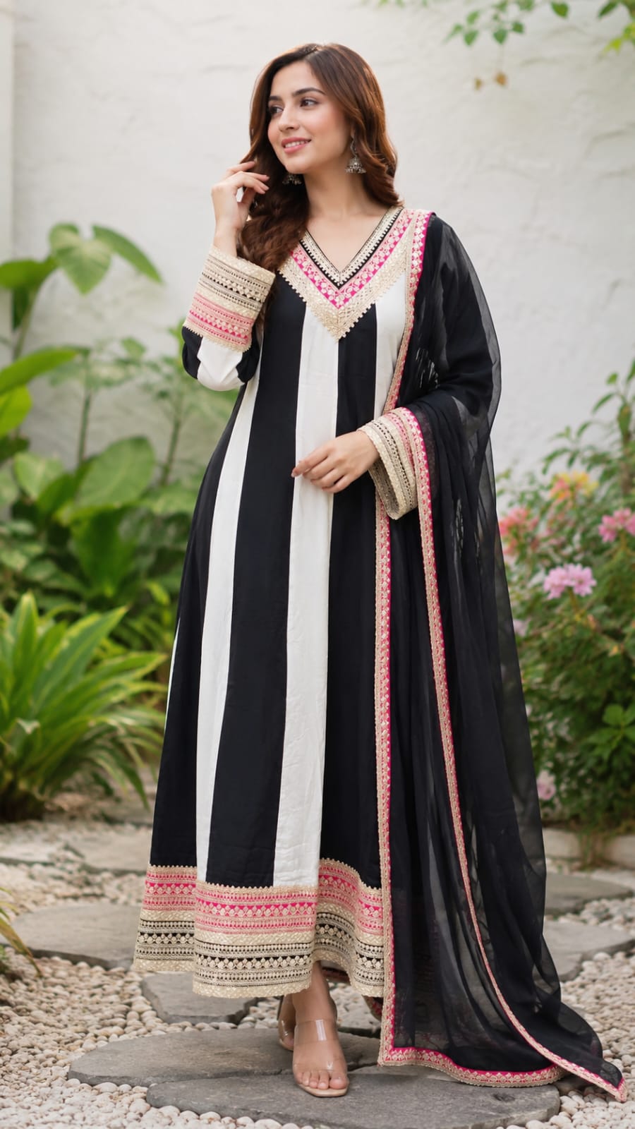 Highly Flared Panel Dual Tone Anarkali With Vibrant Zardosi Embroidery Work- 16127