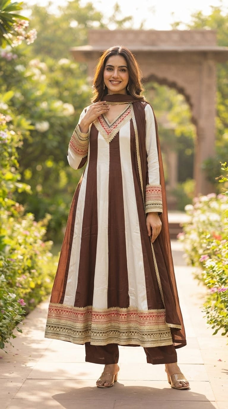 Highly Flared Panel Dual Tone Anarkali With Vibrant Zardosi Embroidery Work- 16127