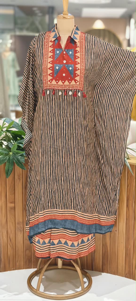 Chic & Comfy Muslin Kaftan Sets with Matching Bottoms -16097,16096