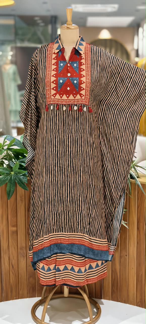 Chic & Comfy Muslin Kaftan Sets with Matching Bottoms -16097,16096