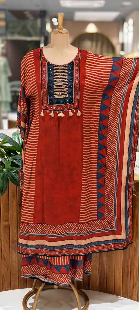 Chic & Comfy Muslin Kaftan Sets with Matching Bottoms -16097,16096