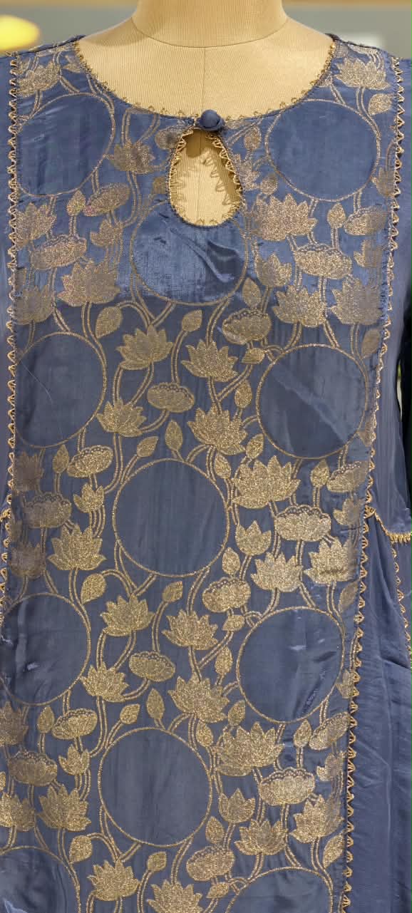 Brocade Touch Lace Detailing Side Panels A-Line Solid Full Suit Set With Dupatta With Pink Contrast- 16092