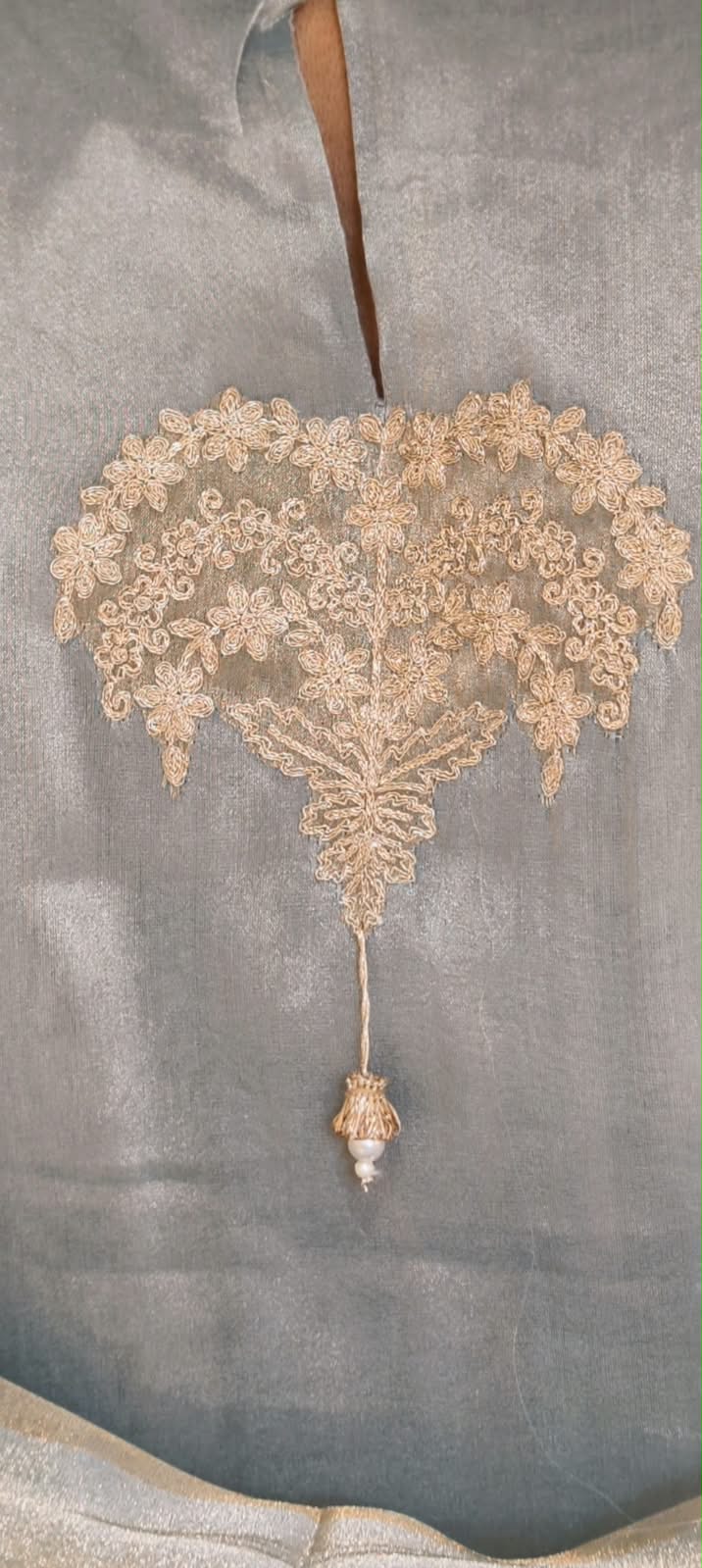 High End Tissue English Color Pallete Golden Highligted Embroidery Works A-Line Full Suit Set With Dupatta- 16070