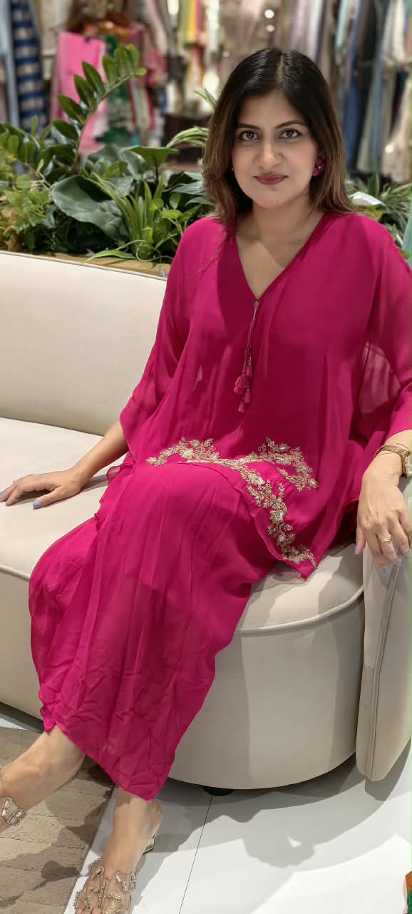 Fine Intricate Embroidery Modest Premium Indo-Wear With Oversized Top & Dhoti Skirt- 16106