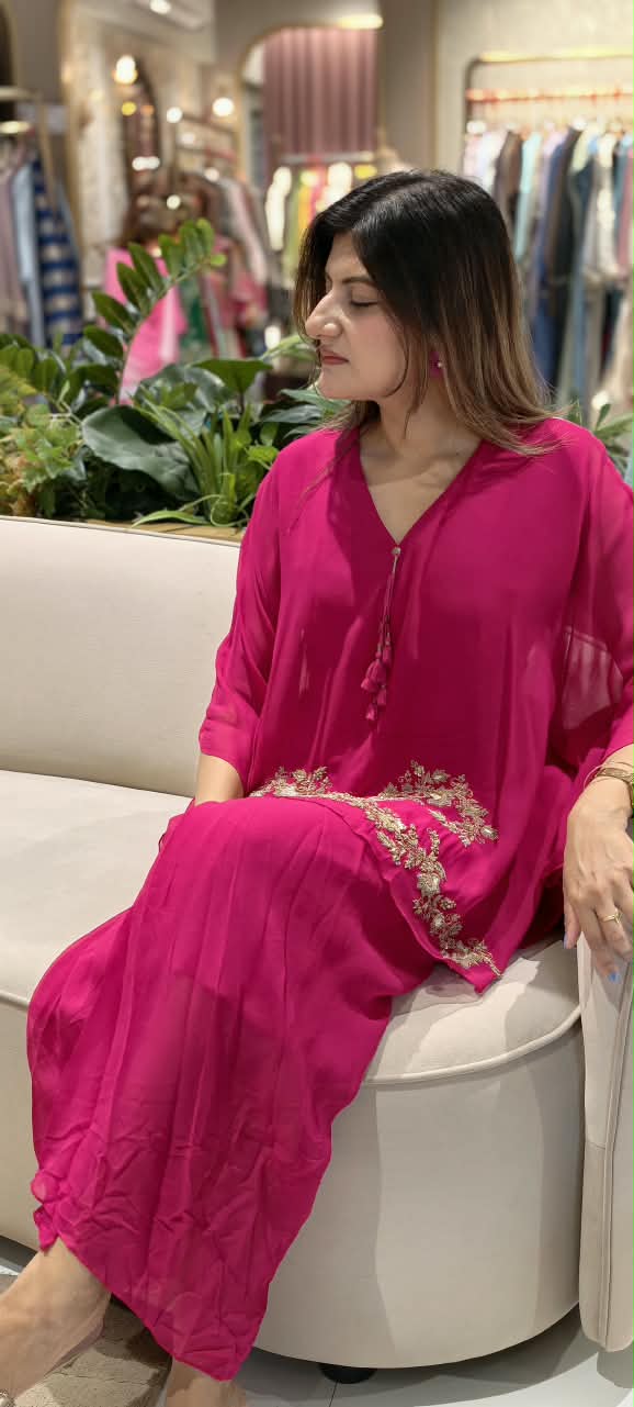 Fine Intricate Embroidery Modest Premium Indo-Wear With Oversized Top & Dhoti Skirt- 16106