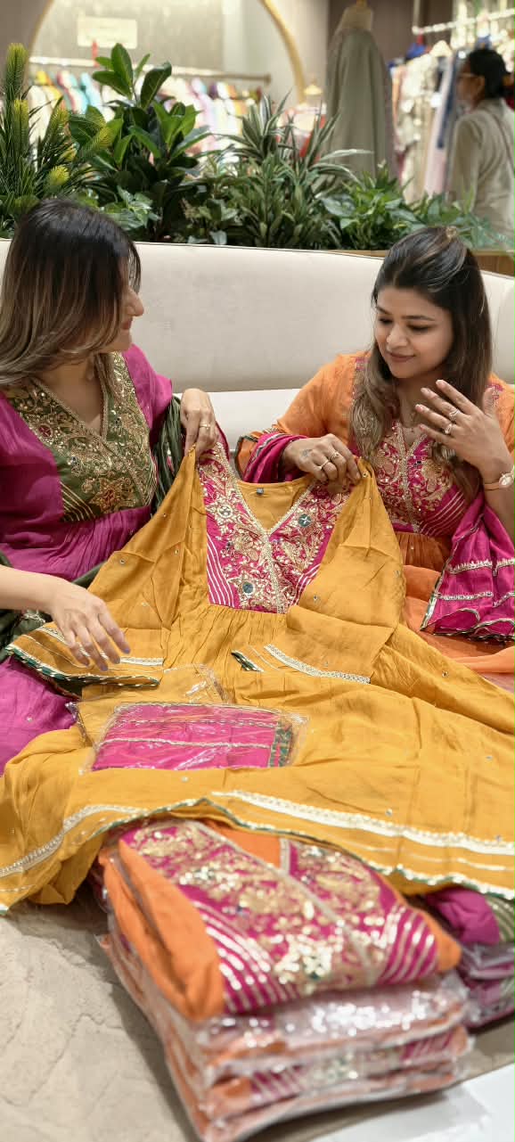 Festive Elegance Banarasi Mul-Chanderi A-Line Full Suit Set With Premium Zardosi Real Mirror Work- 16242