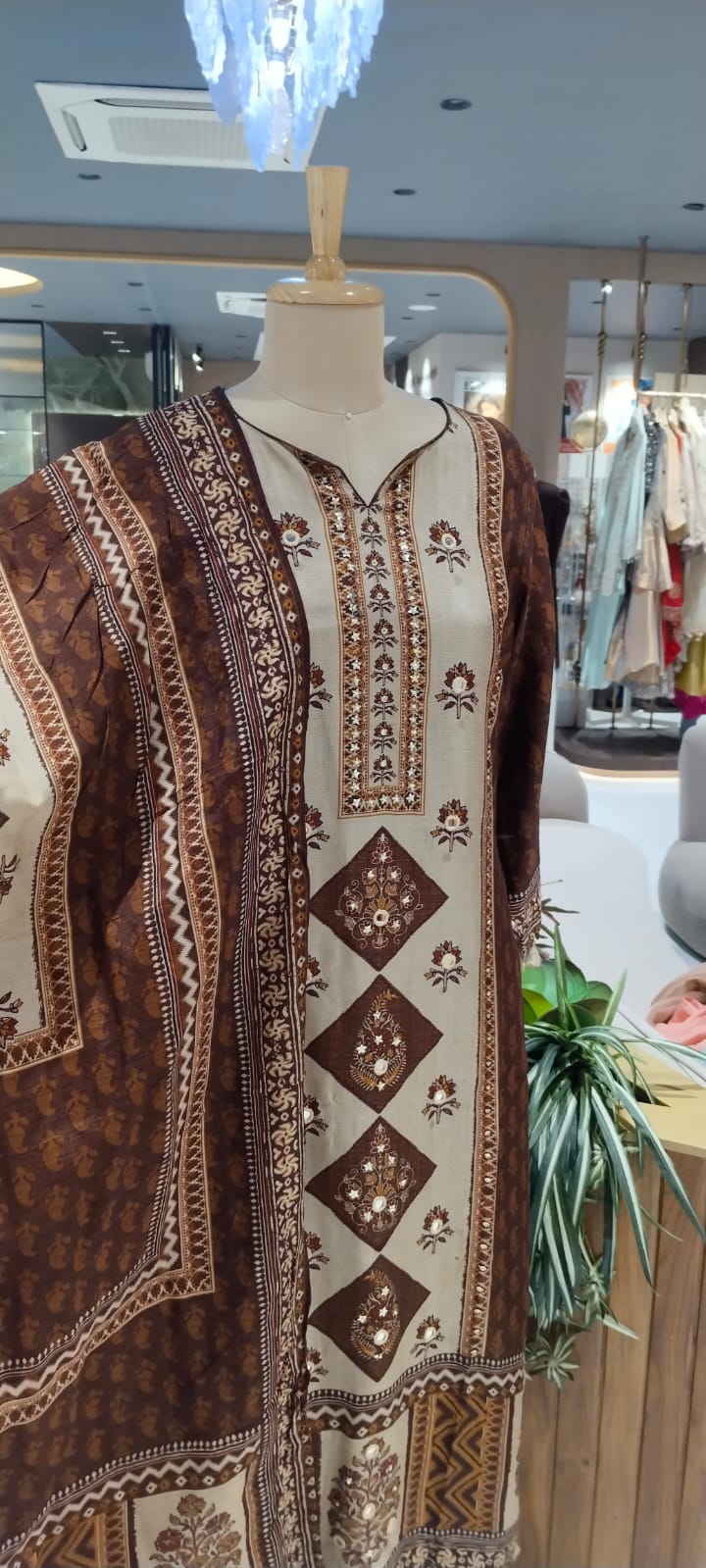 Bold Color Palette Pakistani Look Full Length Russian Silk Tassel Accent Full Suit Set With Dupatta- 16251